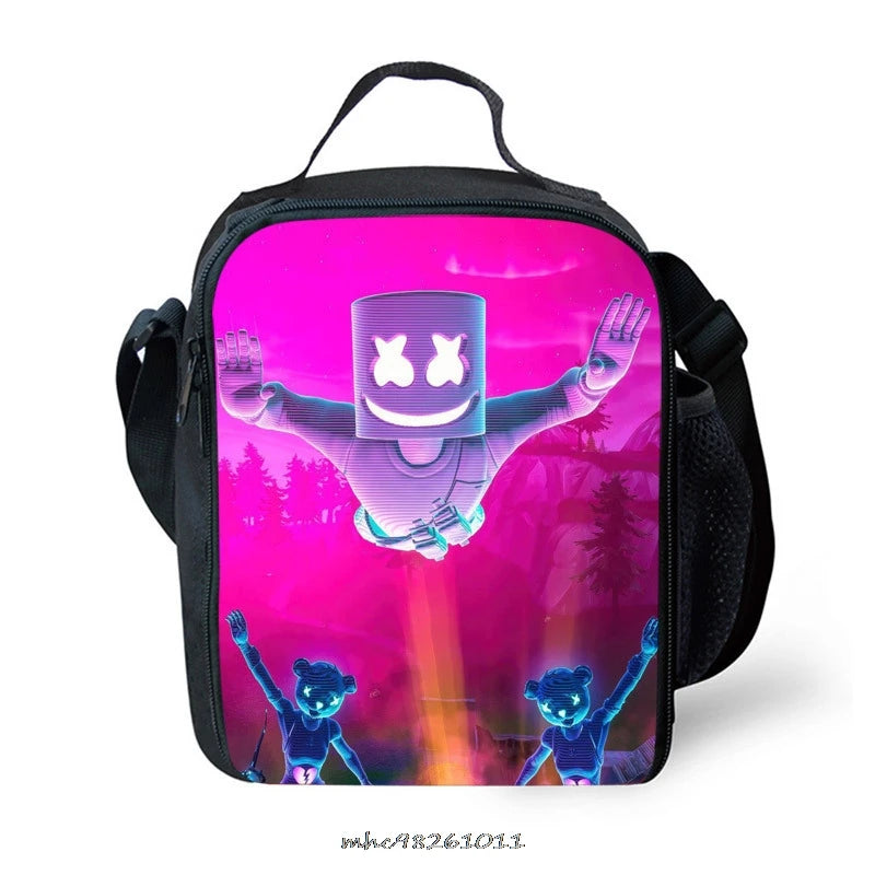 Marshmello Insulated Lunch Bag Game Cartoon Crossbody Food Lunch Box