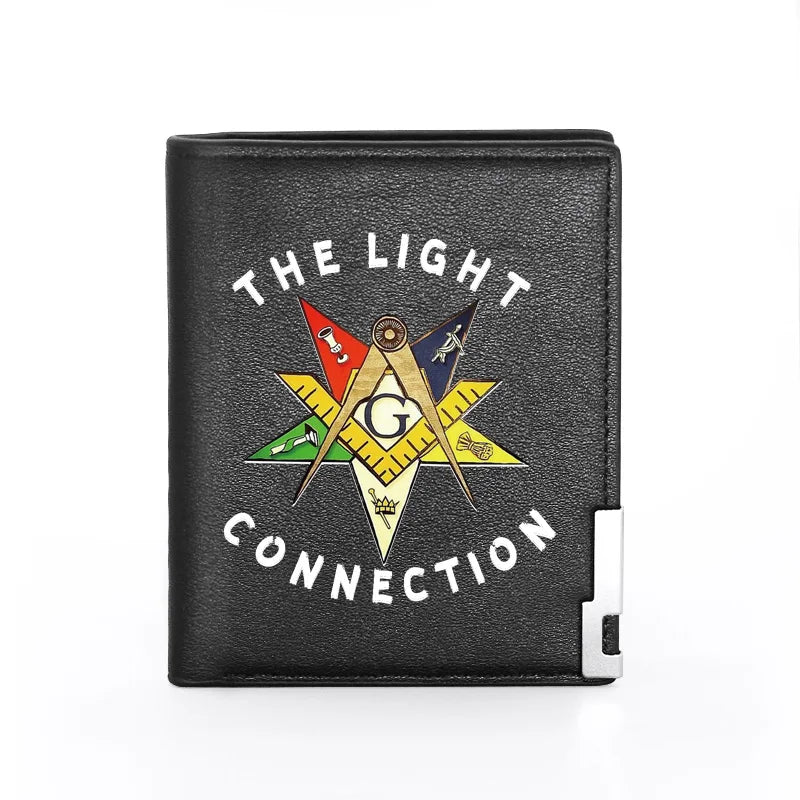Masonic Men Leather Wallet Slim Credit Card/ID Holder