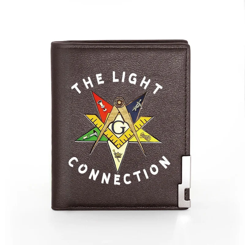 Masonic Men Leather Wallet Slim Credit Card/ID Holder