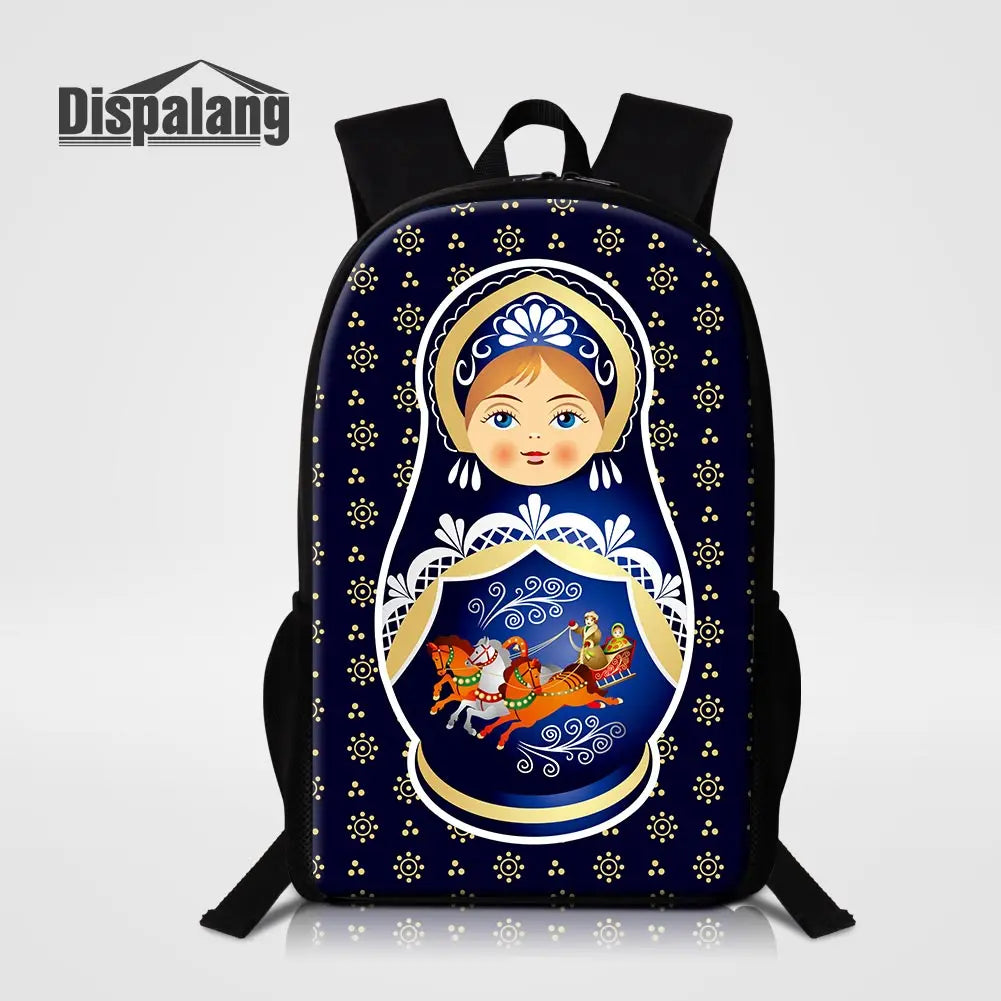 Matryoshka Doll Print School Bag For Teenage Girls Lightweight Backpack
