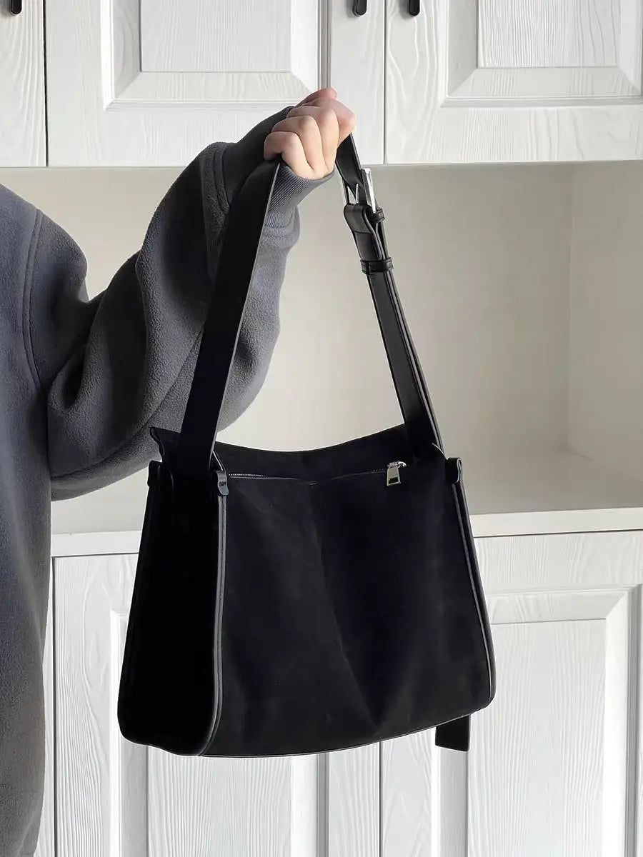Matte Leather Business Shoulder Bags Vintage Ladies Messenger Bag