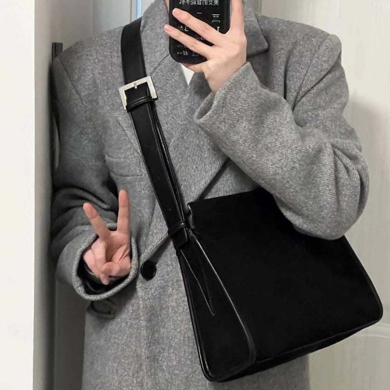 Matte Leather Business Shoulder Bags Vintage Ladies Messenger Bag