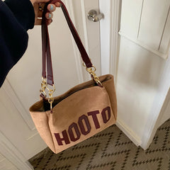 Matte Leather Women's Tote Shoulder Bags Letter Girls Student Commuter Book Bag