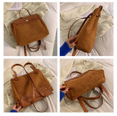 Matte PU Leather Women Backpacks Large Multifunctional Female Shoulder Bag