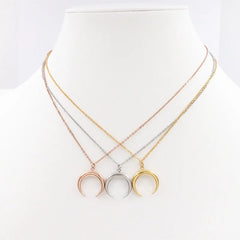 Mavis Hare 20mm Moon Necklace & Bracelet Set with Pink Bag