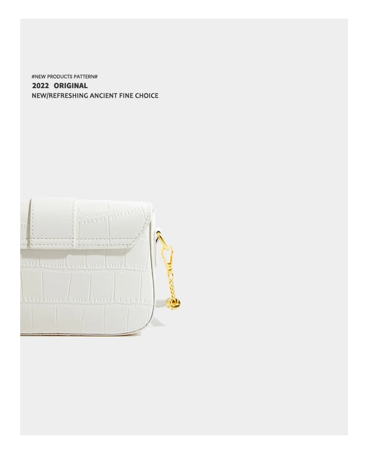 Maxdutti Messenger Bag French Style Office Lady Chain Buckle Leather Armpit