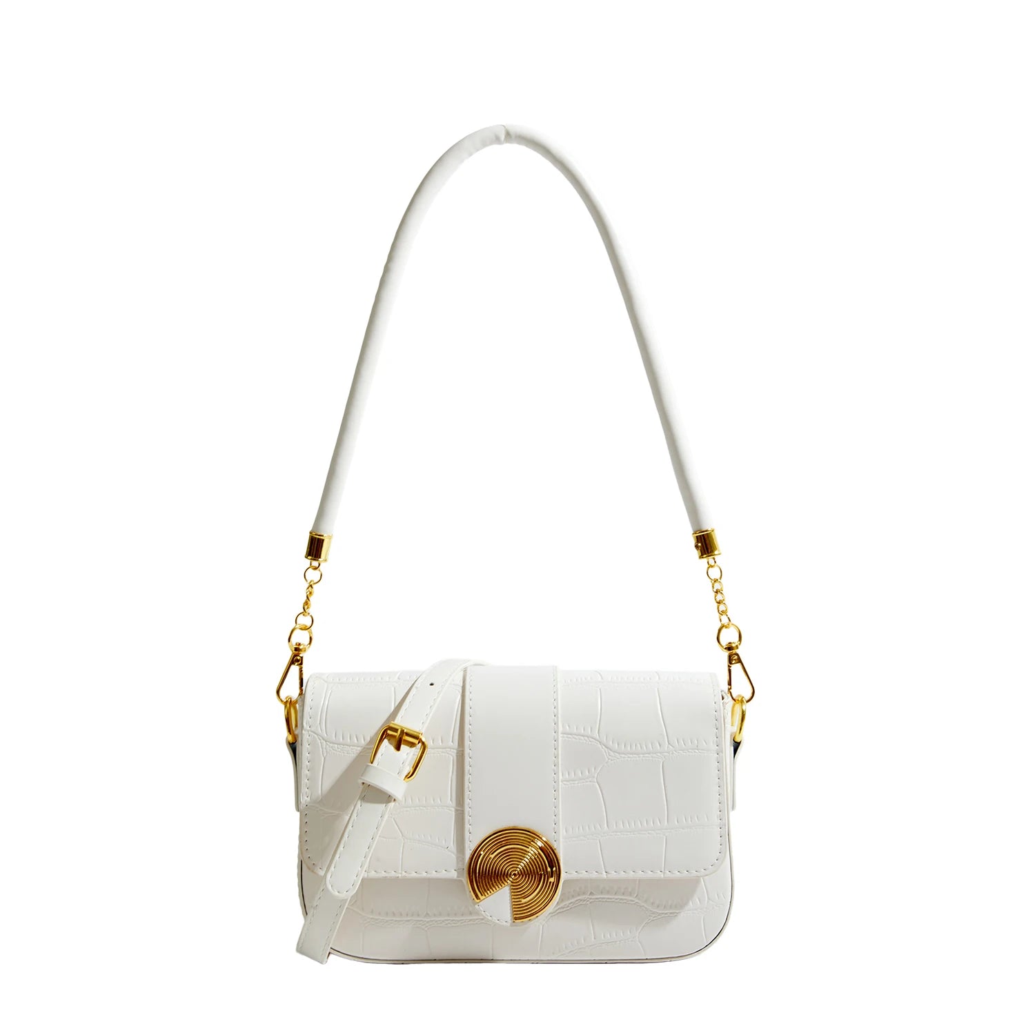 Maxdutti Messenger Bag French Style Office Lady Chain Buckle Leather Armpit
