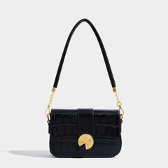Maxdutti Messenger Bag French Style Office Lady Chain Buckle Leather Armpit
