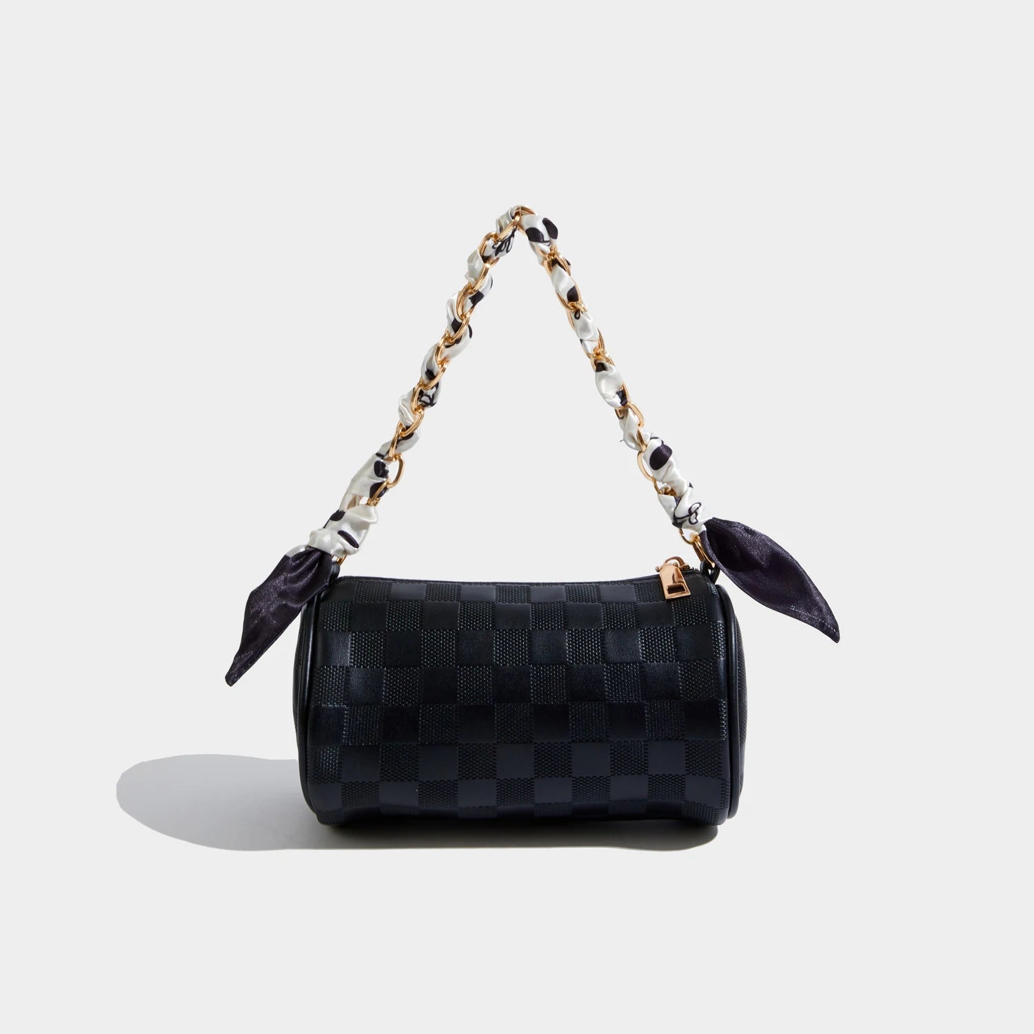 Maxdutti Ins French Silk Plaid Texture Retro Handbag Women Chain Bag