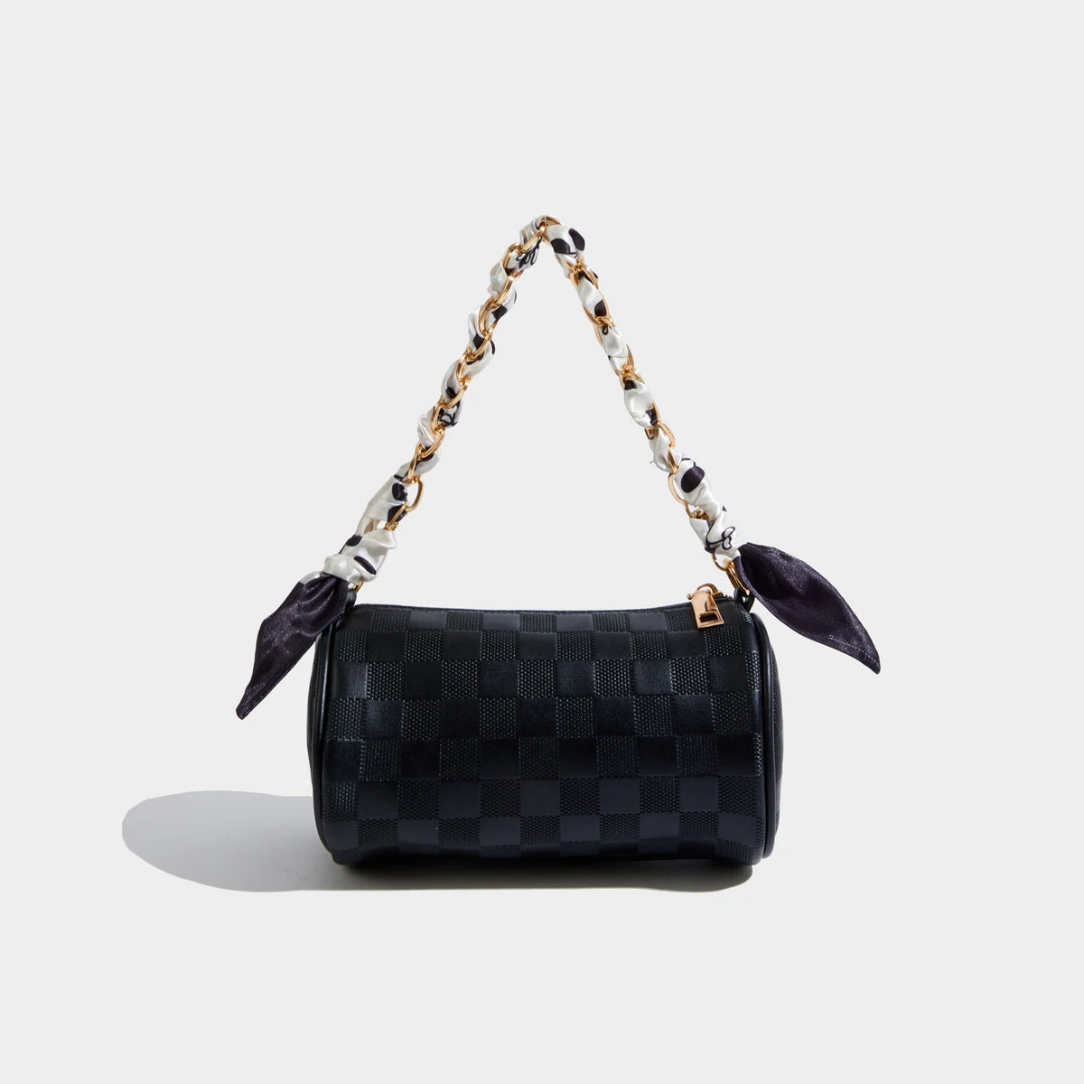 Maxdutti Ins French Silk Plaid Texture Retro Handbag Women Chain Bag