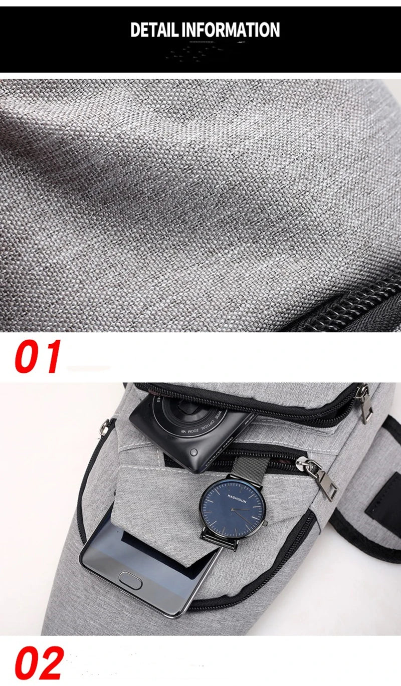 Men Anti Theft Chest Bag Shoulder Bags USB Charging Crossbody Bag