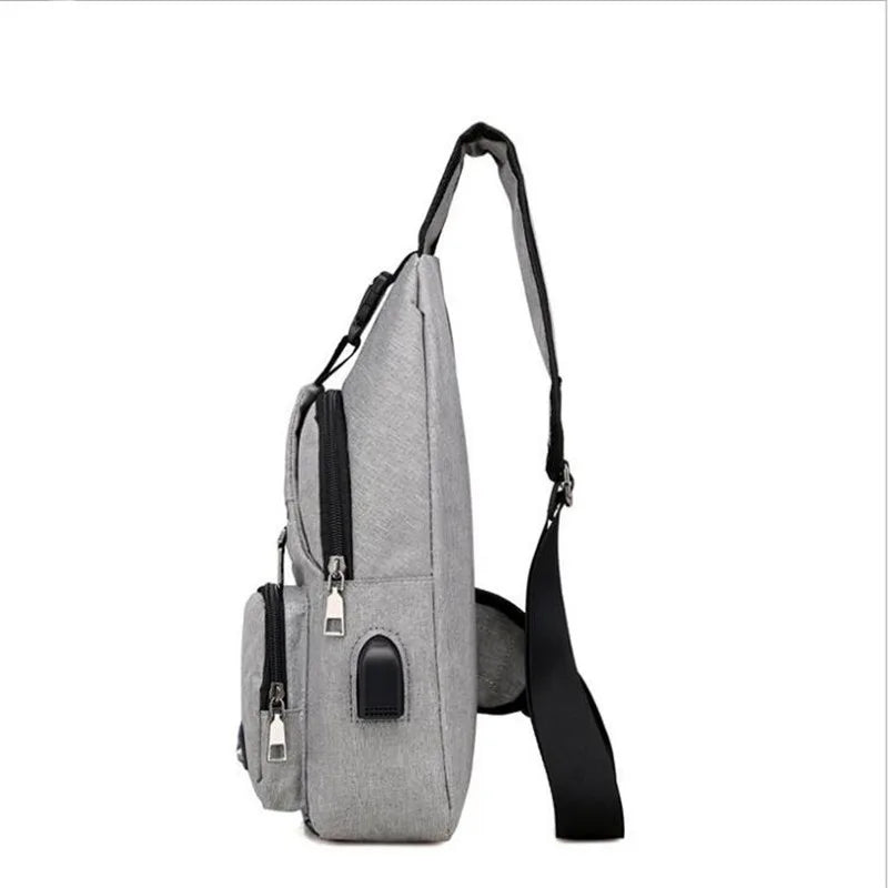 Men Anti Theft Chest Bag Shoulder Bags USB Charging Crossbody Bag