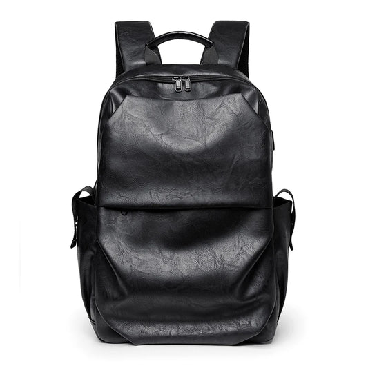 Men Backpack Large Capacity Campus Book Bag Leather Laptop Business