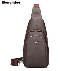 Men Leather Chest Bag Crossbody Messenger Pack Waterproof