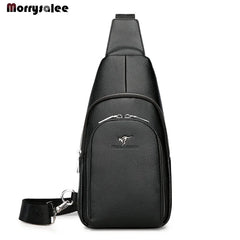 Men Leather Chest Bag Crossbody Messenger Pack Waterproof