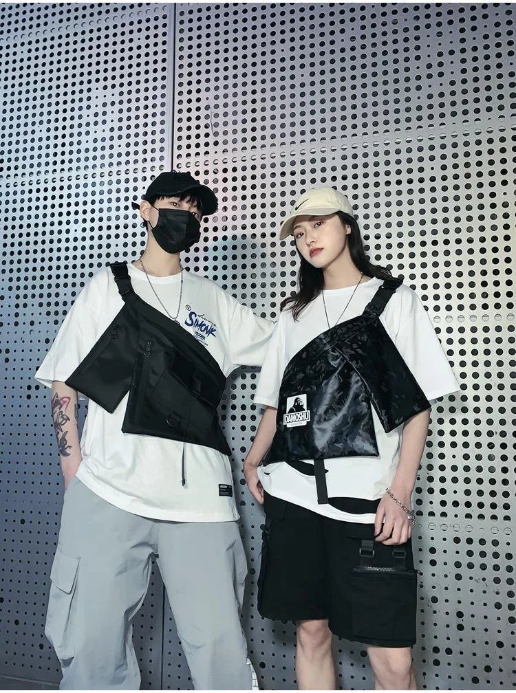 Men Chest Bag Hip-hop Streetwear Waist Pack Travel Phone Belt Bag Fanny Pack