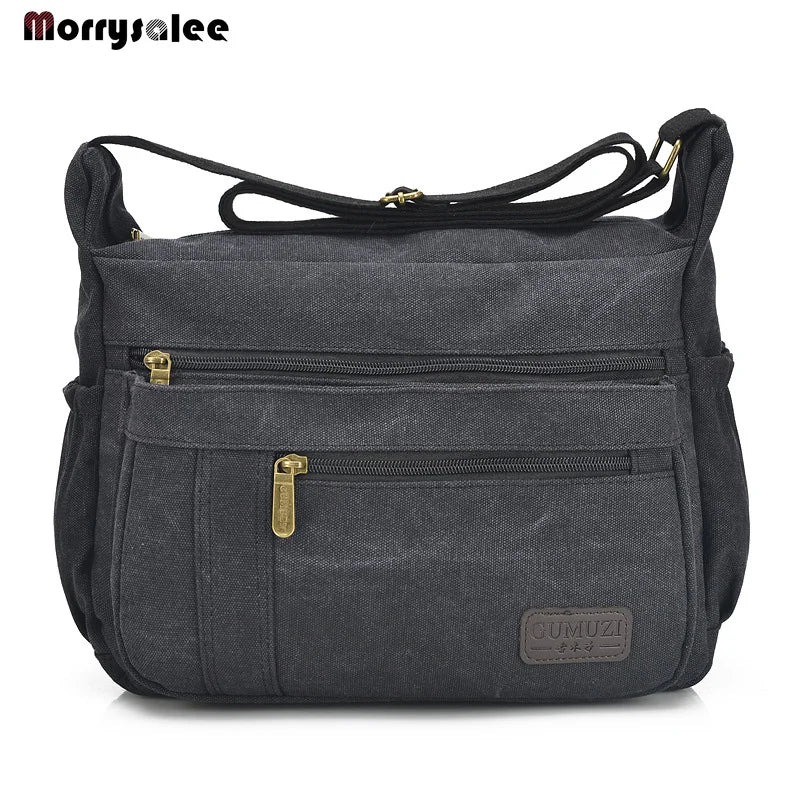 Canvas Shoulder Handbag for Men and Women, Large Single Compartment