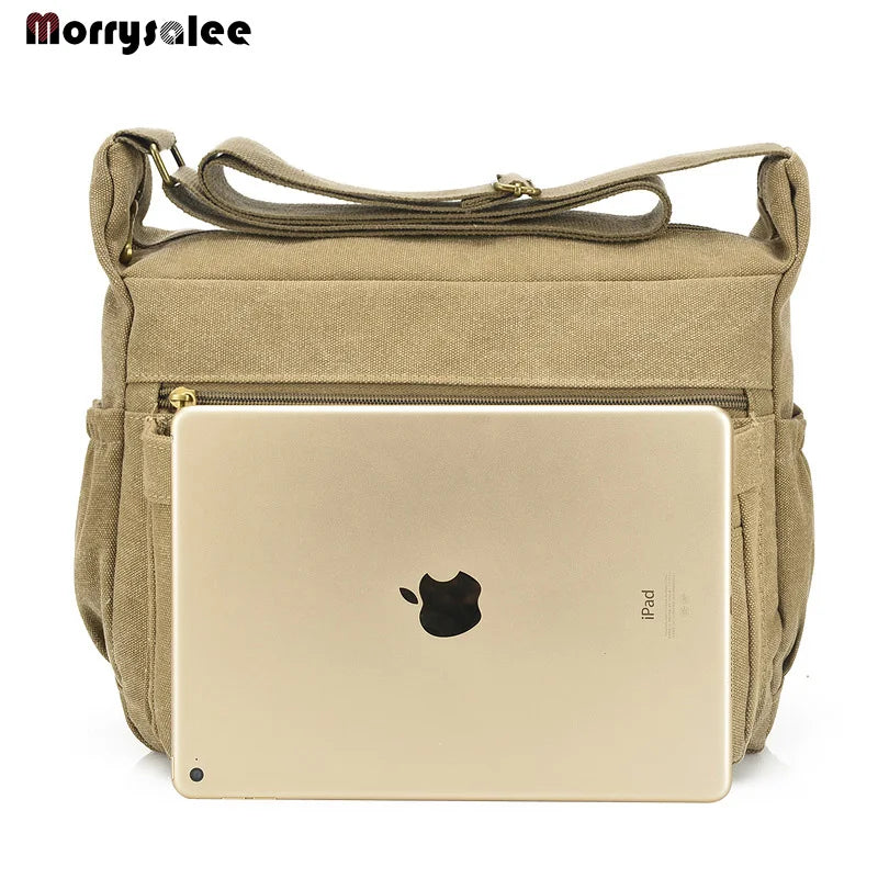 Canvas Shoulder Handbag for Men and Women, Large Single Compartment