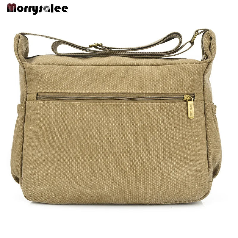 Canvas Shoulder Handbag for Men and Women, Large Single Compartment