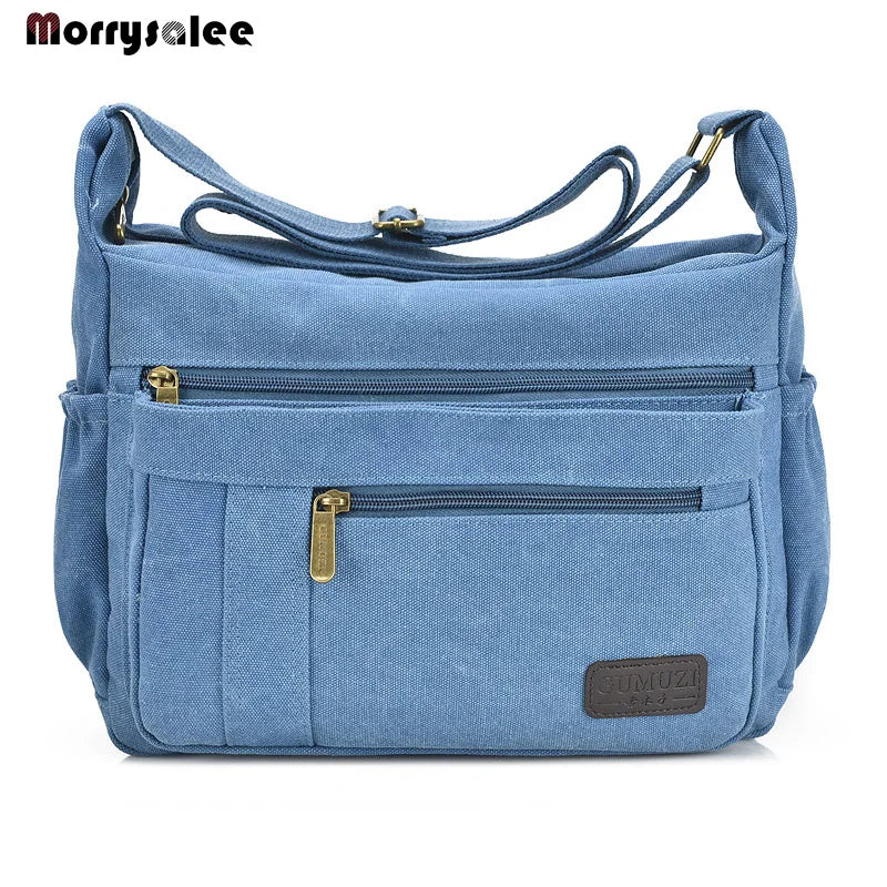 Canvas Shoulder Handbag for Men and Women, Large Single Compartment