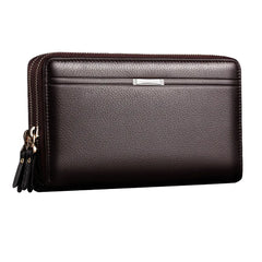 Men Business Waterproof Long Double Zipper Wallet Bag