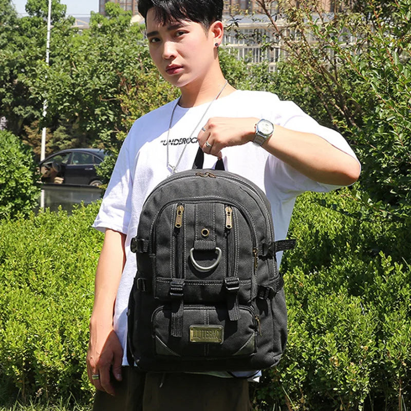 Men Canvas Backpack Anti Theft Laptop Bags Large Capacity School Bag Boys