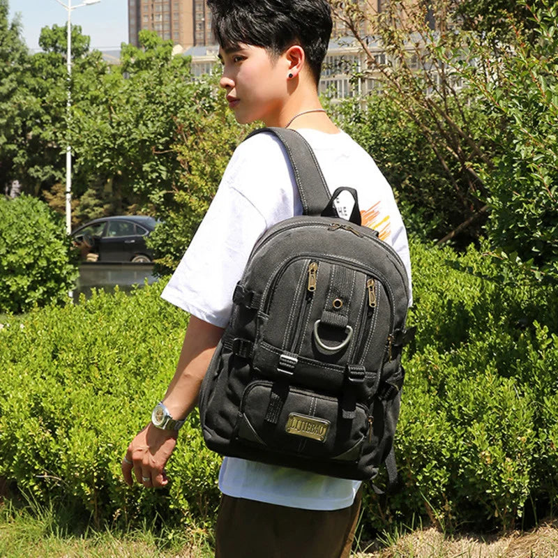 Men Canvas Backpack Anti Theft Laptop Bags Large Capacity School Bag Boys
