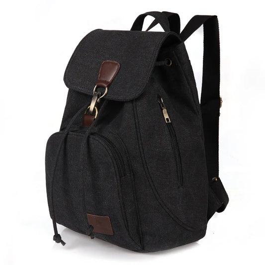 Men Canvas Backpack School Travel Solid Bag Soft Handle Unisex Air Cushion