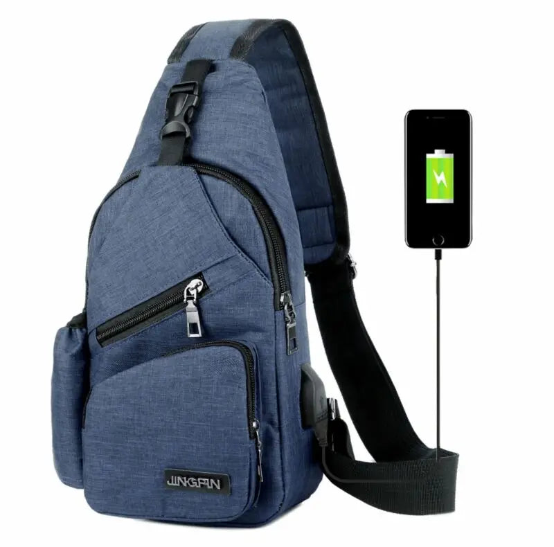 Men Canvas Sling Bag Crossbody Messenger Shoulder Travel Sports School Bag