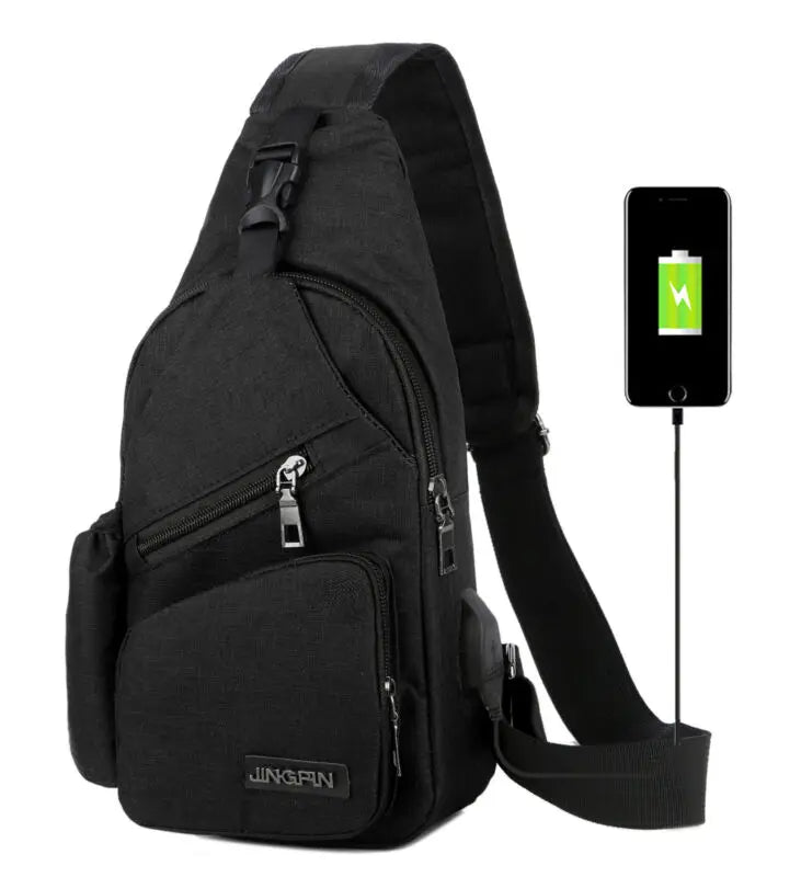 Men Canvas Sling Bag Crossbody Messenger Shoulder Travel Sports School Bag