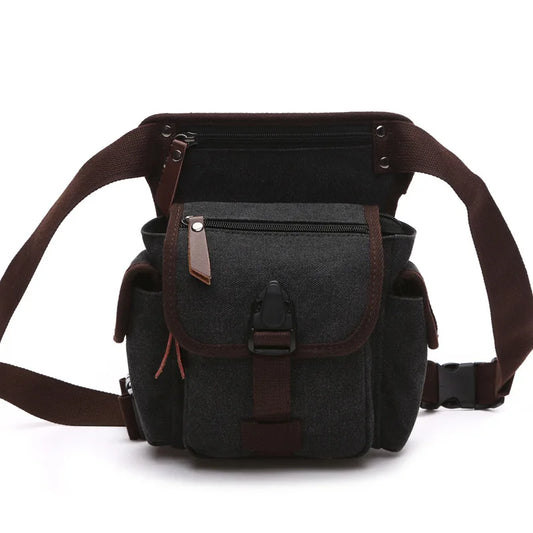 Men Canvas Waist Pack Man Belt Fanny Pack Ride Leg Bag Drop Fanny Waist Belt