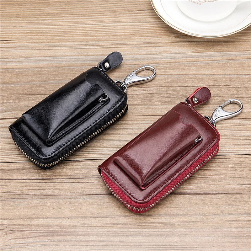 Car Key Holder Multifunction Leather Wallet Unisex Keychain Case