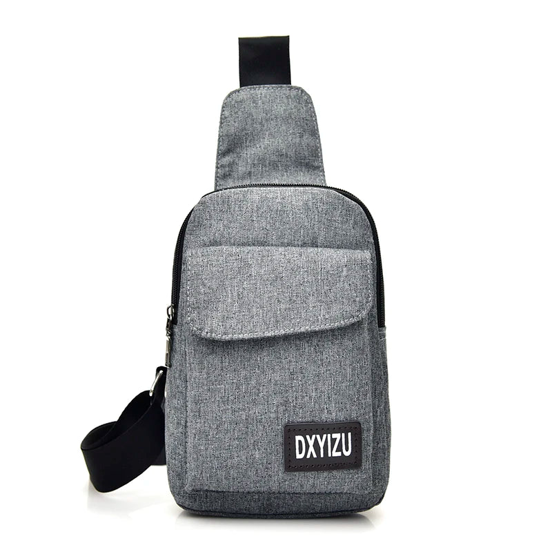 Men Casual Chest Pack With Earphone Hole Shoulder Bag Travel Male Messenger Bag