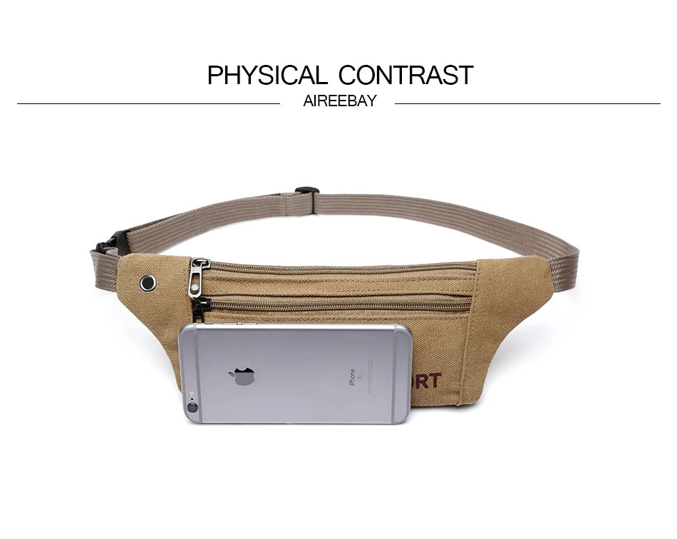 Men Durable Fanny Waist Pack Canvas Hip Bum Military