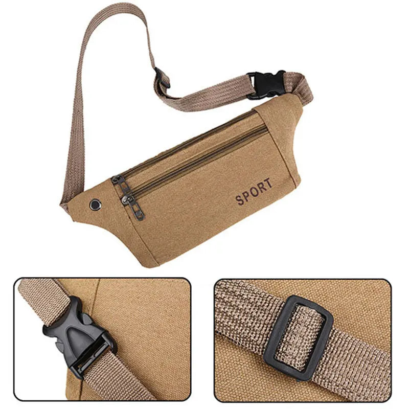 Men Casual Fanny Waist Pack Canvas Hip Bum Bag Pouch