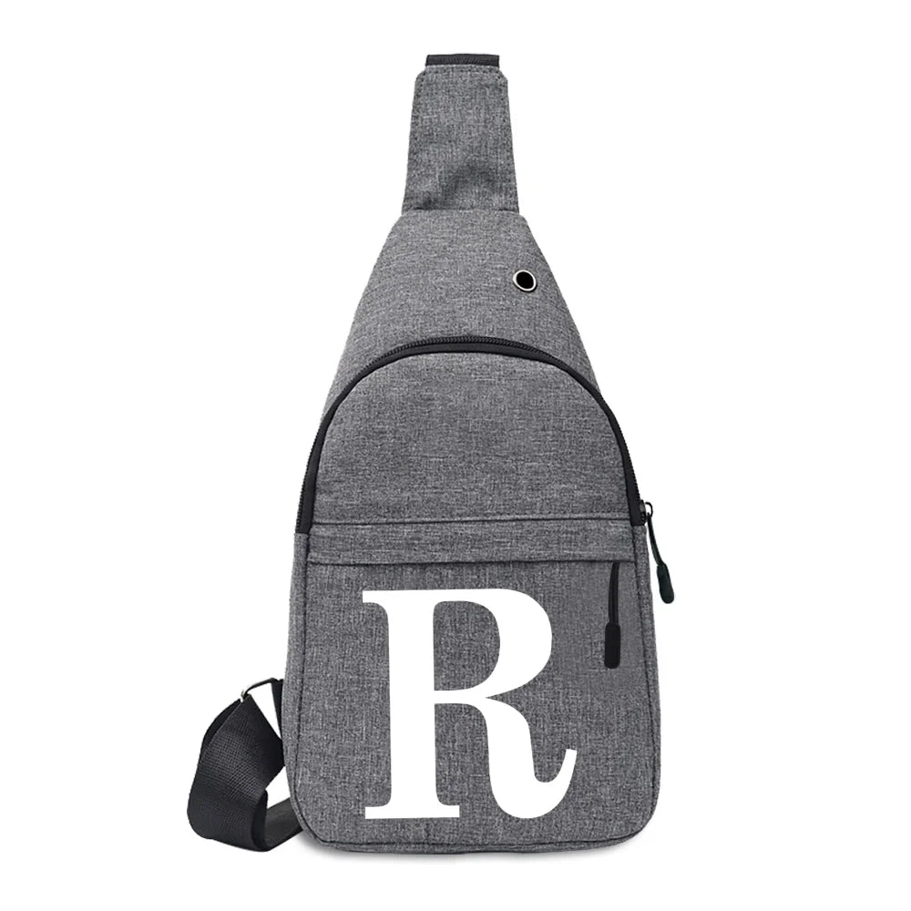 Men 26 Letters Print Chest pack Shoulder Crossbody Bag