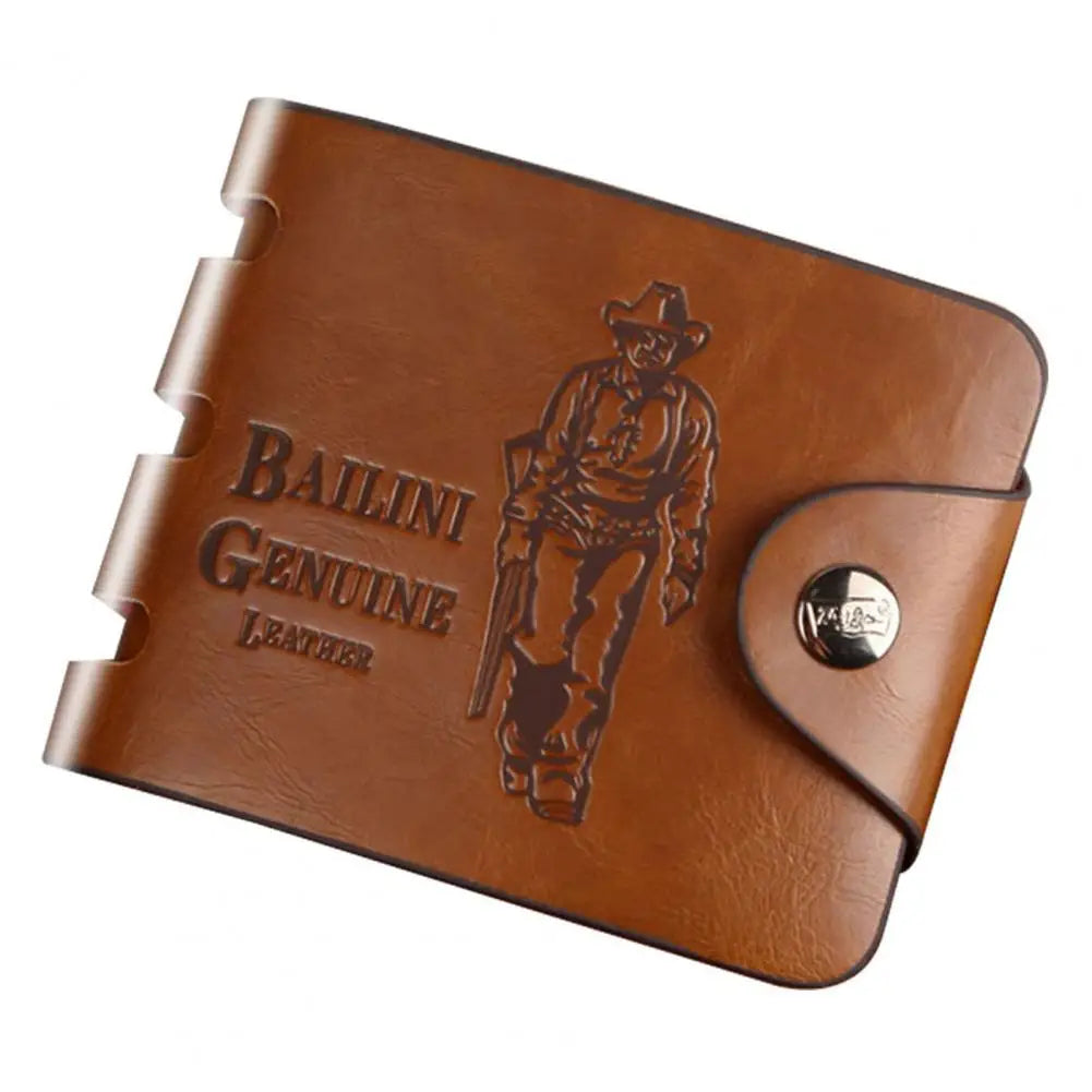 Men Compact Bifold Leather Wallet Faux