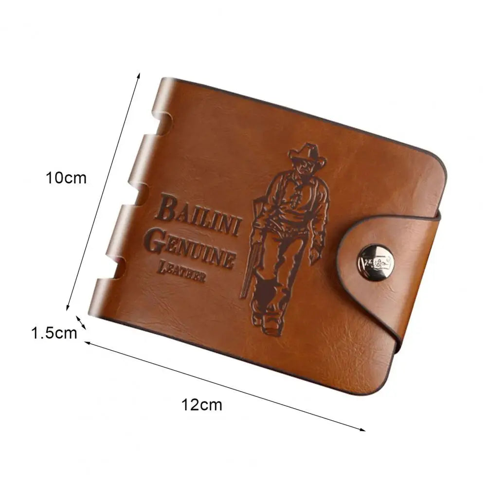 Men Compact Bifold Leather Wallet Faux