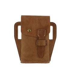 Men Crazy Horse Skin Leather Waist Bag Clip Outdoor Phone Pouch
