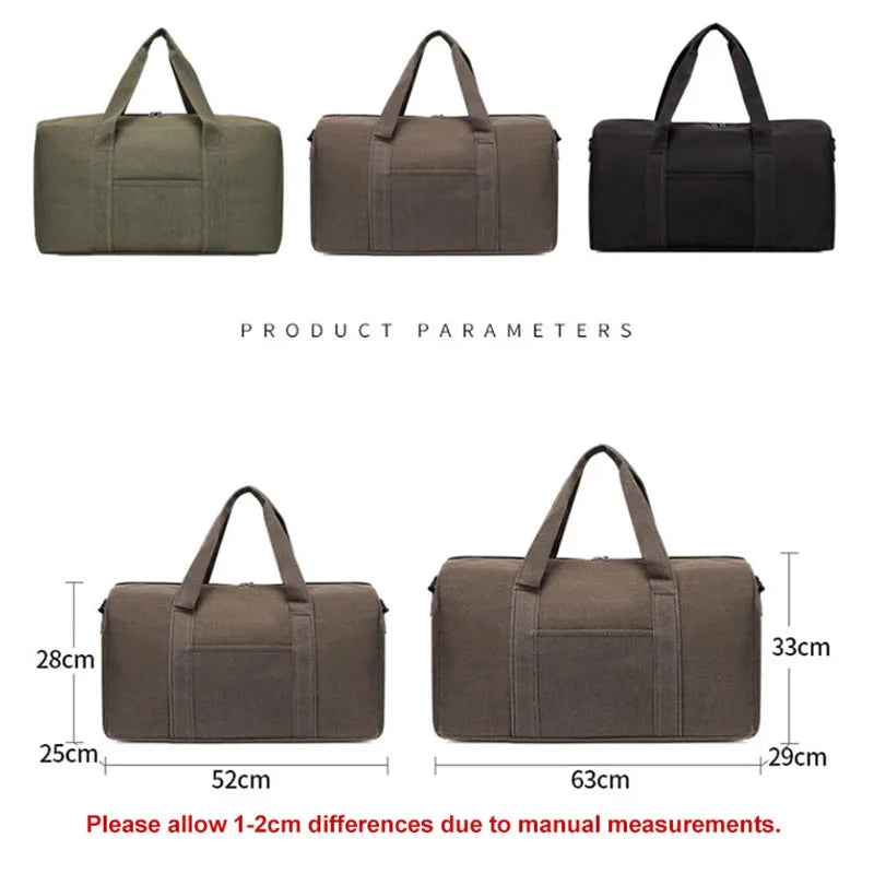 Large Capacity Canvas Folding Travel Bag Unisex Luggage Storage Duffel XA858M