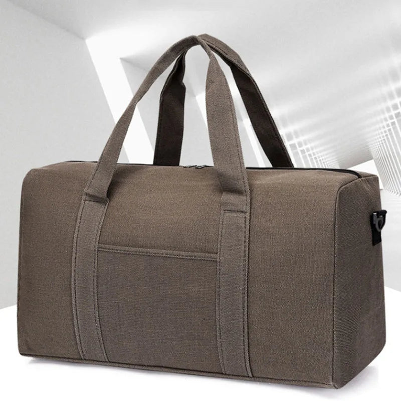 Large Capacity Canvas Folding Travel Bag Unisex Luggage Storage Duffel XA858M