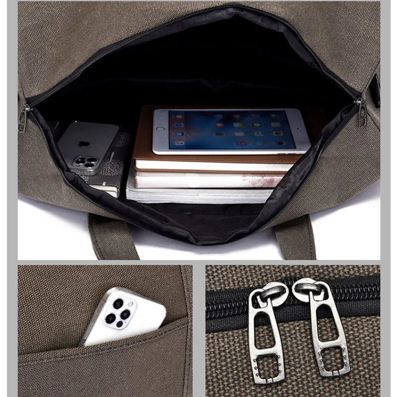 Large Capacity Canvas Folding Travel Bag Unisex Luggage Storage Duffel XA858M