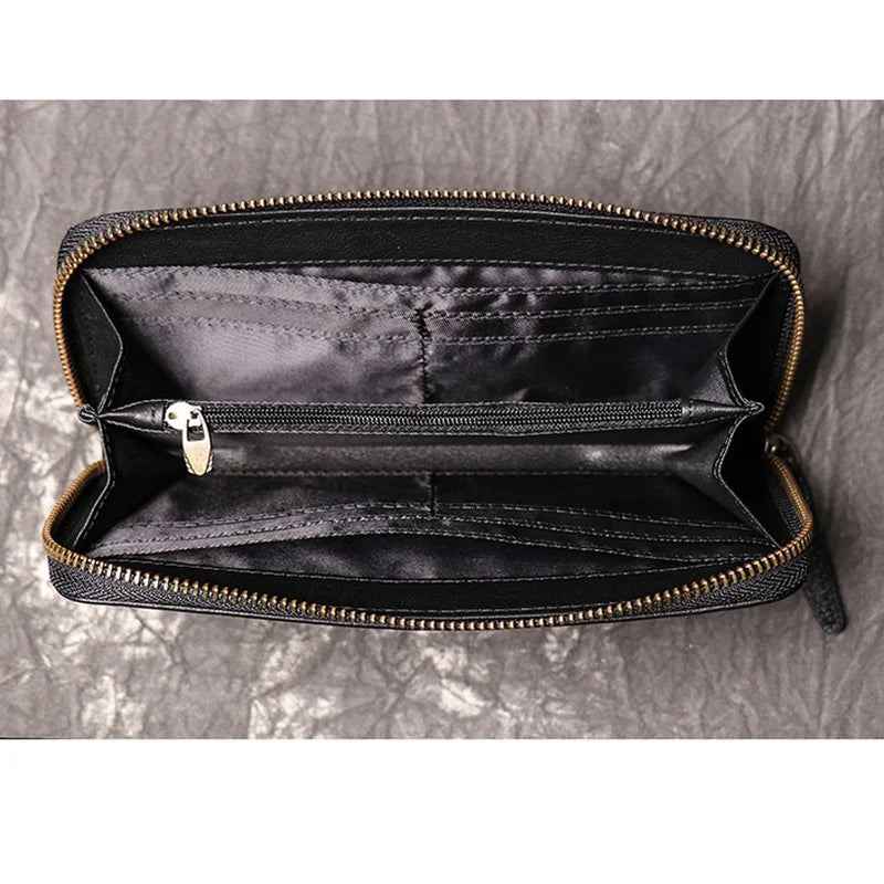 Men Leather Clutch Bag Large Capacity Male Wallets Cell Phone Pocket