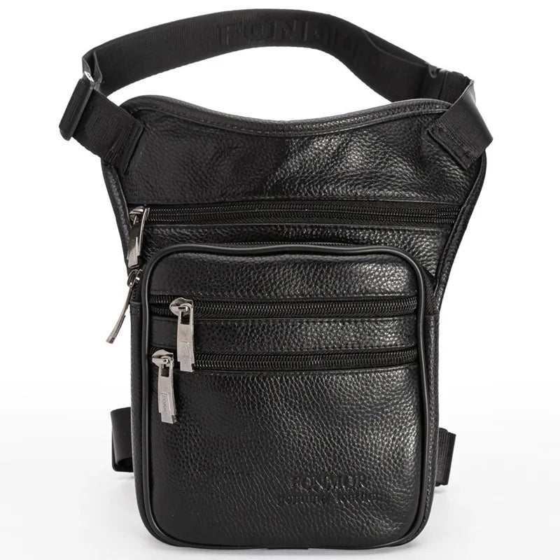 Men Leather Drop Leg Bag Military Motorcycle Multi-Purpose Messenger