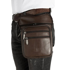 Men Leather Drop Leg Bag Military Motorcycle Multi-Purpose Messenger
