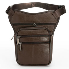 Men Leather Drop Leg Bag Military Motorcycle Multi-Purpose Messenger