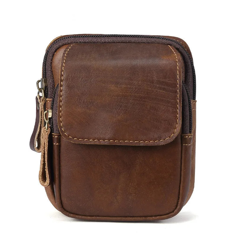 Men Leather Fanny Waist Bag Cell Phone Pocket Belt Bum Pouch Pack