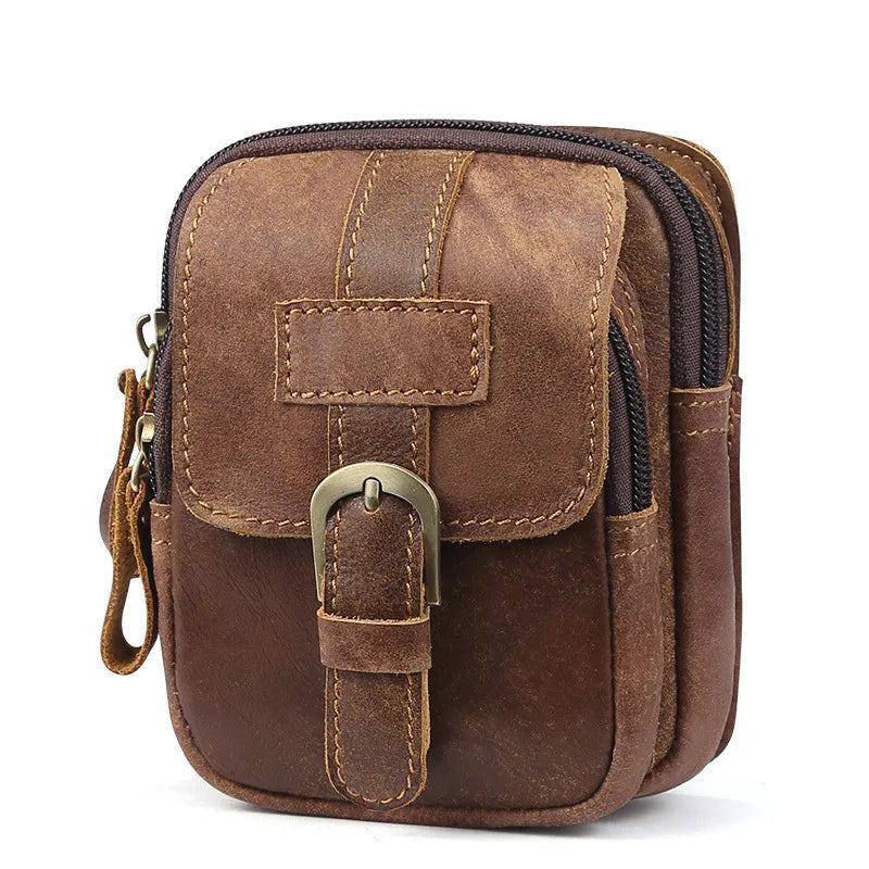 Men Leather Fanny Waist Bag Cell Phone Pocket Belt Bum Pouch Pack