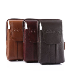 Men Leather Waist Pack Bum Bag Classic Texture Multi-function