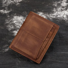 Men Leather Wallets Distressed Oil Wax Cowhide Short Purse